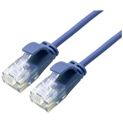 Twee blauwe Ethernet-kabels met RJ-45-connectoren, die worden gebruikt voor netwerkverbindingen.