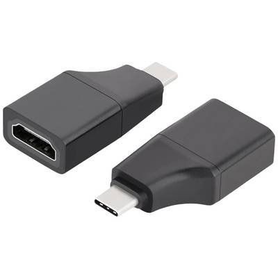 'Twee zwarte adapters met HDMI- en USB-C-aansluitingen.'