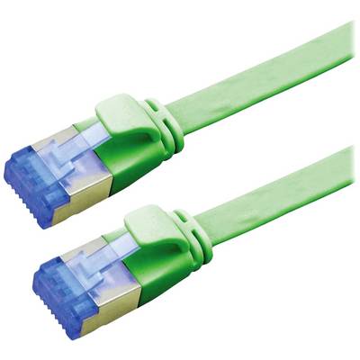 Twee groene Ethernet-kabels met blauwe connectoren, naast elkaar geplaatst, symboliseren netwerk- of internetverbindingen.