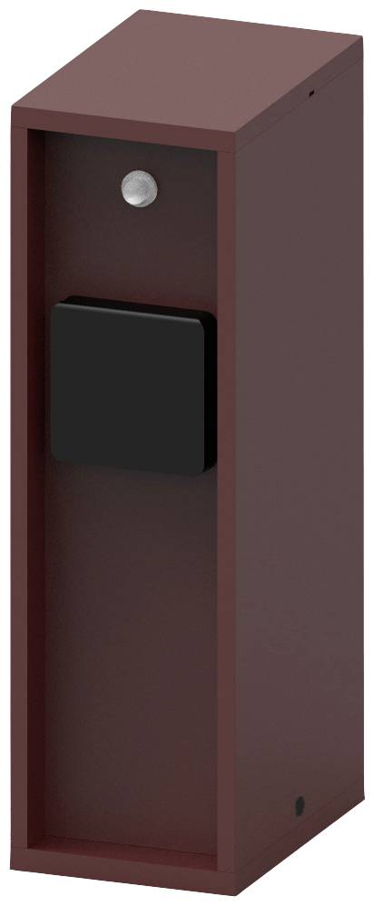 Rood rechthoekig behuizing met zwarte vierkante uitstulping en kleine witte koepel bovenop.