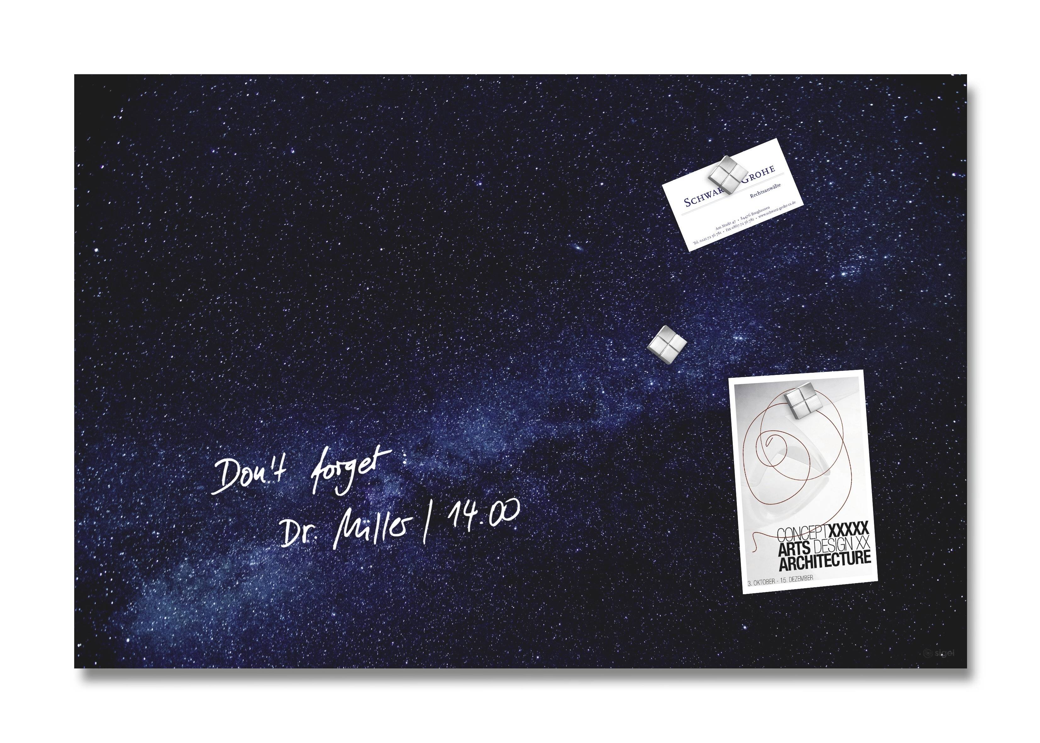 Sigel Artverum Galaxy GL283 Glazen magneetbord (b x h) 60 cm x 40 cm Blauw