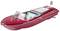 Een rood modelboot met een open cockpit en een Italiaanse vlag aan de achtersteven. De naam 'Bella Riva' staat aan de zijkant van de boot.
