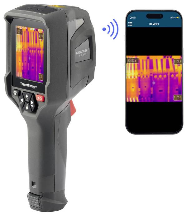 VOLTCRAFT WB-310 Warmtebeeldcamera  -20 tot 550 °C 160 x 120 Pixel 25 Hz Geïntegreerde digitale camera, WiFi, Geïntegreerde LED-lamp