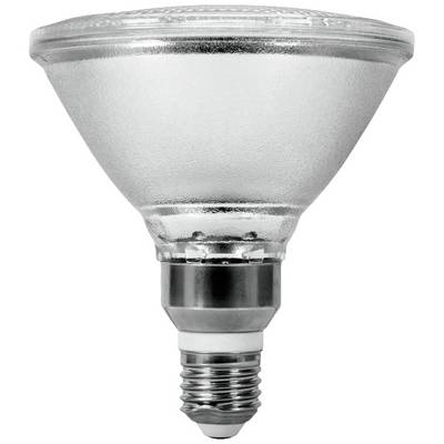 Een zilveren gloeilamp met schroeffitting in standaardvorm, gezien van opzij.