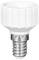 Witte LED-lamp met E14-fitting, geschikt voor verschillende armaturen. Energiezuinig en duurzaam.