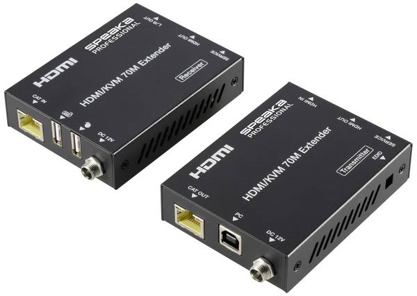 SpeaKa Professional SP-11562928 1 poort HDMI Extender set Via PC bedienbaar 4096 x 2160 Pixel Zwart
