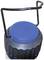 Drankfles met blauwe schroefdop en zwarte handgreep.