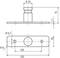 Technische tekening van een onderdeel met maatvoering: Cilinder met diameter 30 mm, hoogte 57 mm. Rechthoekige basis, 150 mm lang, 40 mm breed.