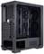 Zwart computerbehuizing zonder componenten, toont meerdere ventilatorposities en uitbreidingssleuven, geschikt voor desktop-pc-assemblage.