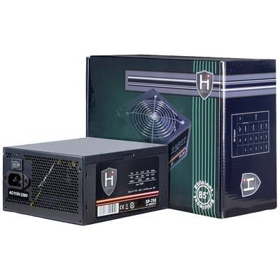 'Netzteil SP-750' met verpakking op de achtergrond, waarop technische specificaties en een afbeelding van het product te zien zijn.