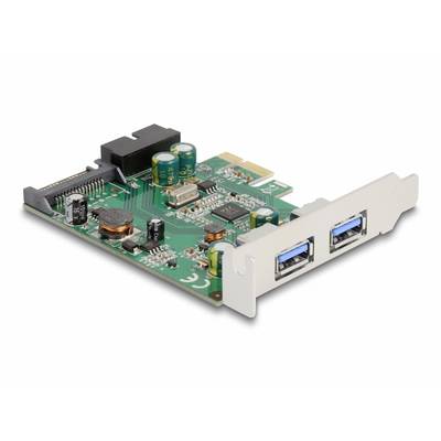Uitbreidingskaart met twee USB 3.0-poorten en meerdere elektronische componenten voor installatie in een computer.