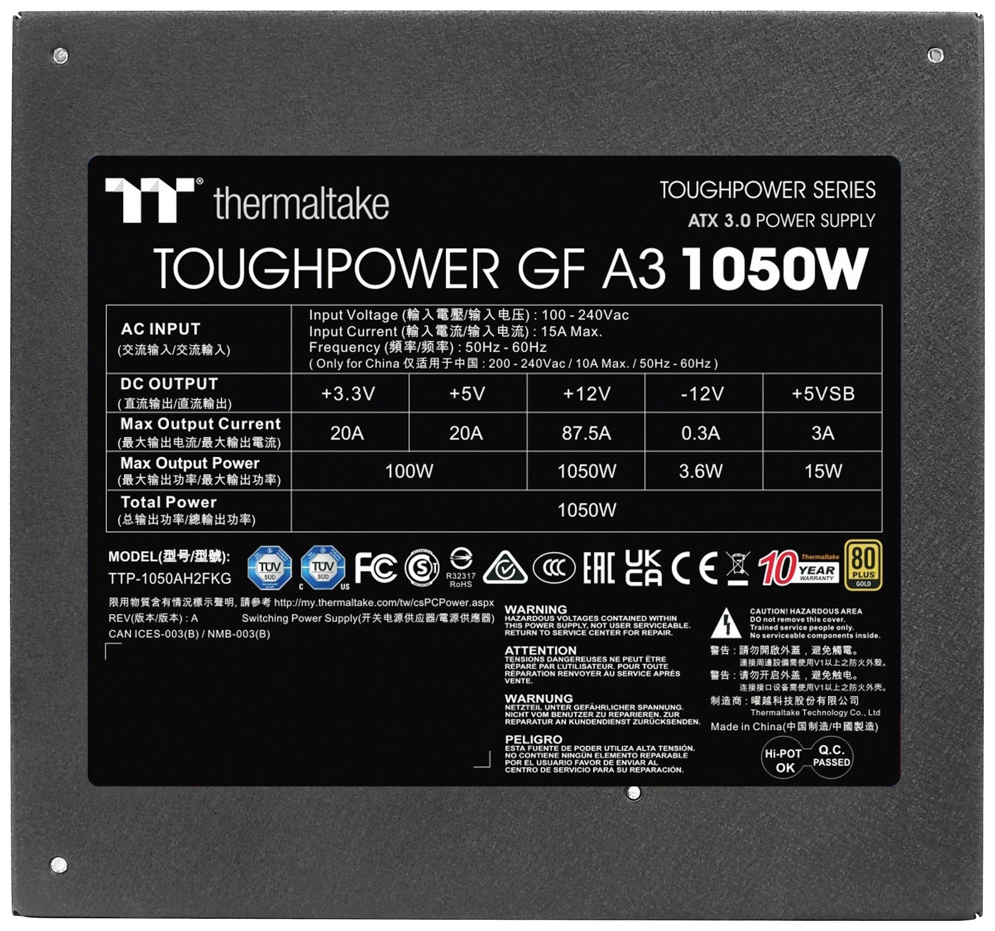 Thermaltake Toughpower GF A3 1050W PC-netvoeding 1050 W ATX 80 Plus Gold-6
