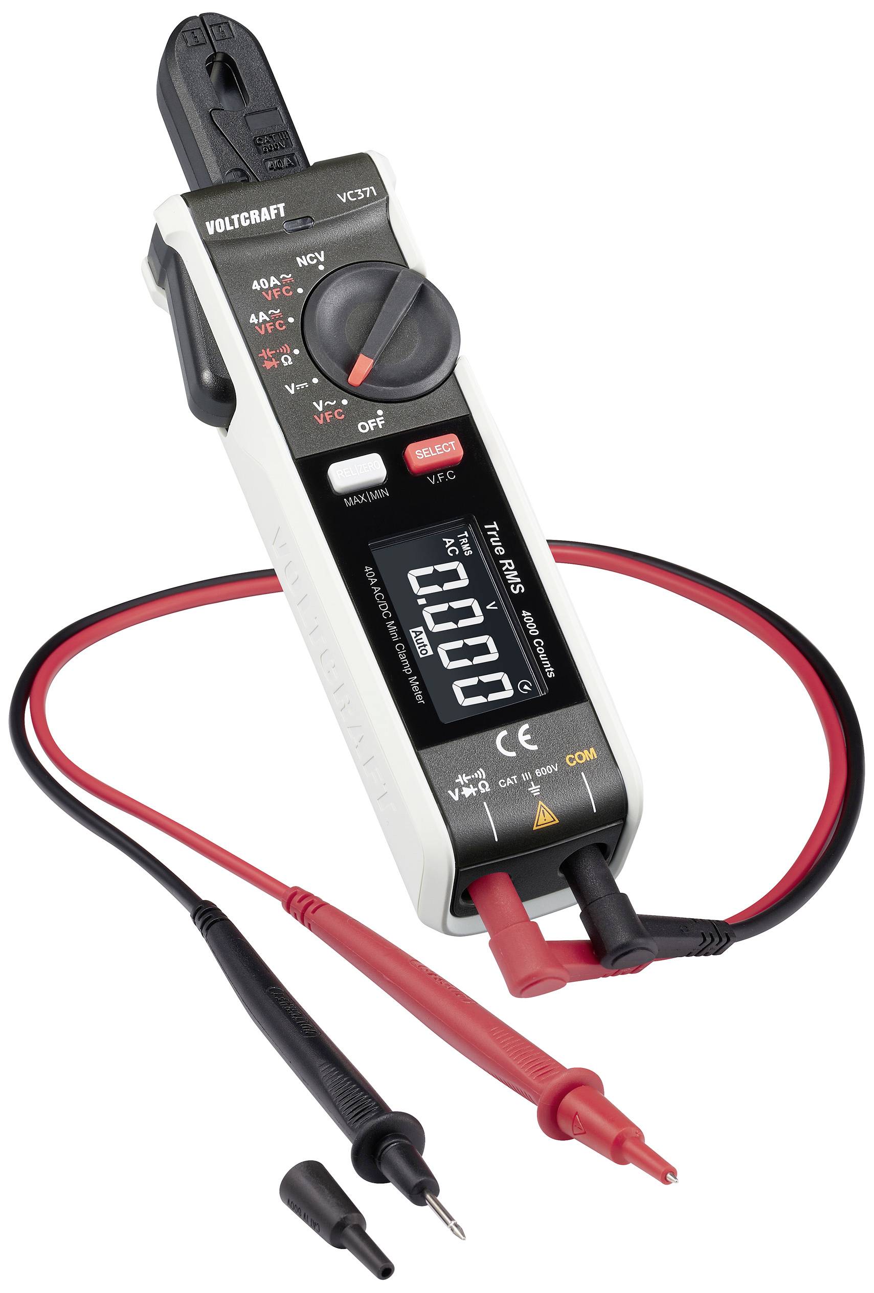 Digitaal multimeter met groot display, toont '0.00'. Het heeft zwarte en rode meetkabels en wordt gebruikt voor het testen van elektronica.
