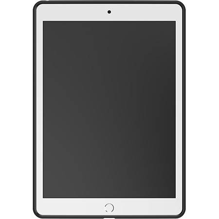 Een tablet met een zwart scherm en een witte rand, weergegeven in staande modus.