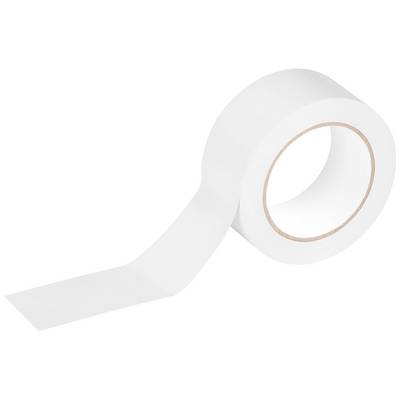 Een rol wit plakband met een losgemaakt streepje, klaar voor gebruik bij plakwerkzaamheden.