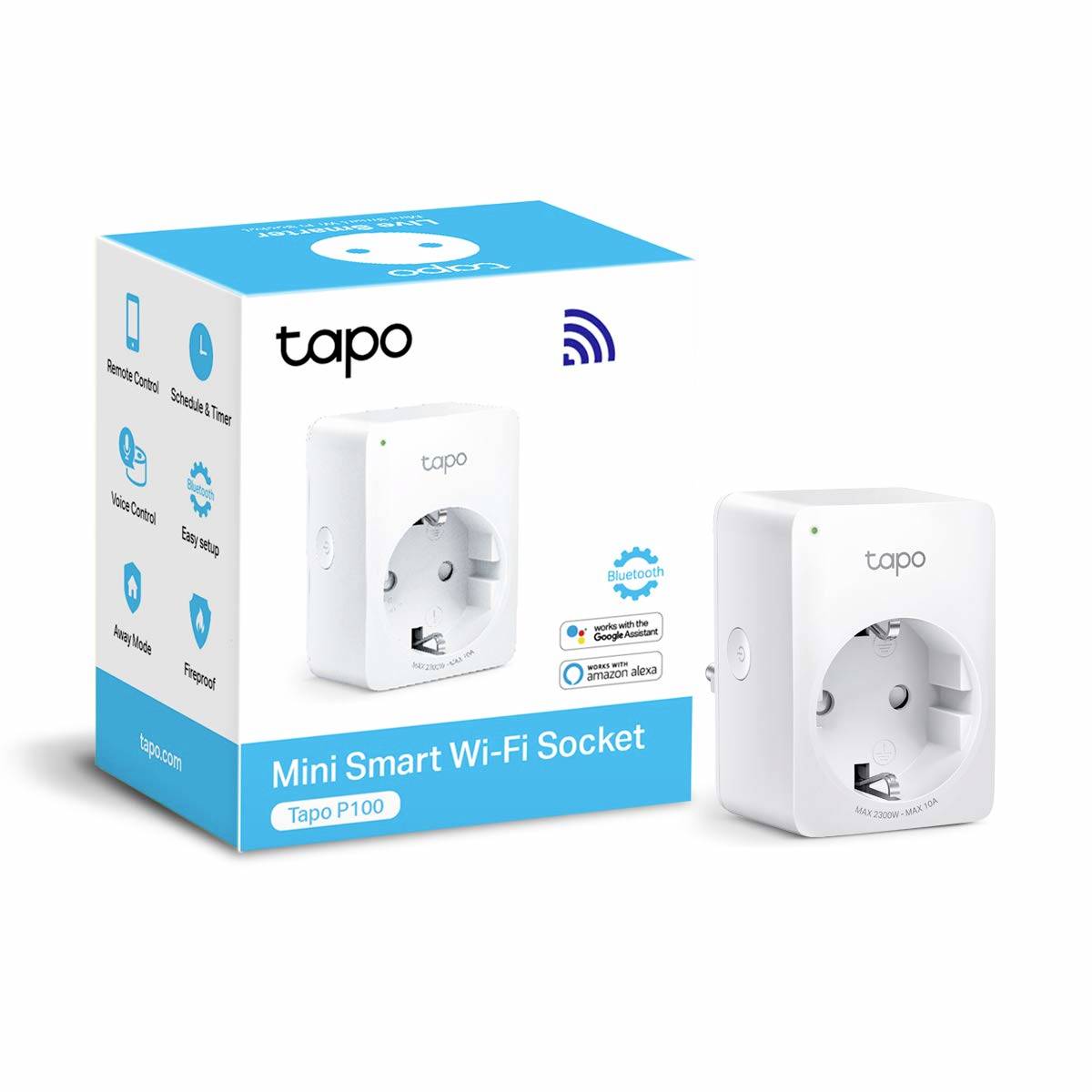 TP-Link Tapo P100 V1 - Slimme Stekker - Draadloos - 802.11b/g/n, Bluetooth 4.2 - 2,4 GHz (2-Pack)-1