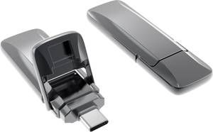 Conrad Xlyne 7612800 USB-stick 128 GB Grijs 7612800 USB-C USB 3.2 (Gen 2) aanbieding