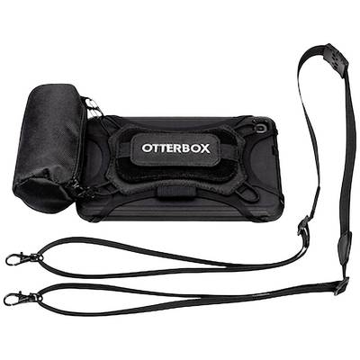 Een zwart Otterbox telefoonhoesje met draagriem en een klein tasje.