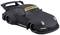Zwart modelauto met brede spoiler. Gele opschrift 'RAUH-Welt' op voorruit en dorpels. Sportief design.