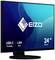 Een EIZO-monitor met 24 inch (61,1 cm) beeldschermdiagonaal, blauwe achtergrond. Aansluitingen: USB-C Docking en LAN-poort.