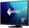 Monitor met 27 inch beeldschermdiagonaal, EIZO-logo op blauwe achtergrond.