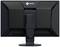 Een zwart-grijze computermonitor van achteren, met een stabiele voet en verstelbare hoogte. Markering 'EIZO' bovenaan.