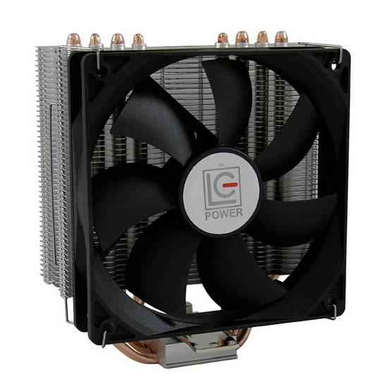 'De CPU-koeler met zwarte ventilator en koperen heatpipes is ontworpen voor de koeling van computerprocessoren.'