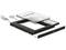 Ontploffingstekening van een harde schijf-caddy voor een laptopstation. Toont montageframe, insteekplaats voor 2,5-inch SATA-HDD en afdekplaat.