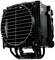 Grote zwarte CPU-koeler met ventilatorrooster en koelribben, geschikt voor krachtige computers voor effectieve warmteafvoer.