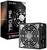'EVGA 750 P6' voeding met 750W vermogen, 80 Plus Platinum-certificering. Toont verpakking en apparaat met ventilatorweergave.