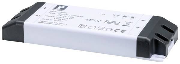 Paulmann 79969 Power Supply 24V DC 40VA IP20 LED-constante-spanningsbron 40 W (max) 1.66 A 24 230 V (b x h x d) 58 x 20 x 160 mm 1 stuk(s)