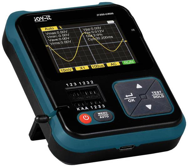 Joy-it DSO-LCR500 Oscilloscoop, Signaalgenerator, Componententester  1 kHz - 100 kHz  Driehoek, Puls, Blok, Sinus