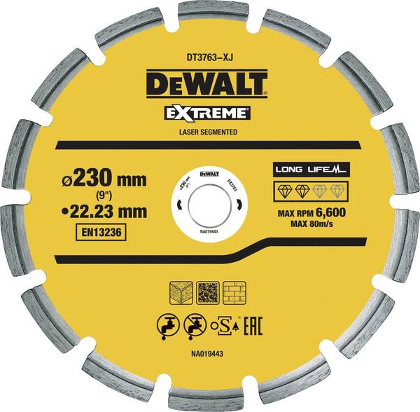 DEWALT DT3763-XJ DT3763-XJ Diamanten doorslijpschijf Diameter 230 mm Boordiameter 22.2 mm Graniet 1 stuk(s)