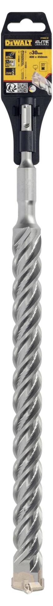 DEWALT-boor met spiraalvormig ontwerp voor beton, etiket met productinformatie, 18 mm diameter.