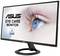 Een ASUS-monitor met de tekst 'Eye Care Monitor' en 'TÜV Rheinland gecertificeerd' op het scherm. Close-up van een oog op de achtergrond.