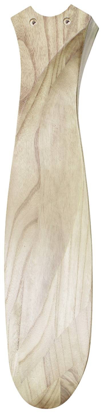 Houten propellerblad met natuurlijke houtnerf, waarschijnlijk onderdeel van een groter apparaat of decoratief element.