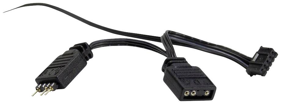 Zwarte elektrische kabels met meerdere stekkerverbindingen, geschikt voor gebruik in computer- of elektronische apparaten.