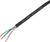 Een zwarte elektrische kabel met drie blootgestelde koperen draden met gekleurde isolatie: blauw, bruin en groen/geel. Gemarkeerd als 'H07RN-F 450/750V 3G2.5mm²'.