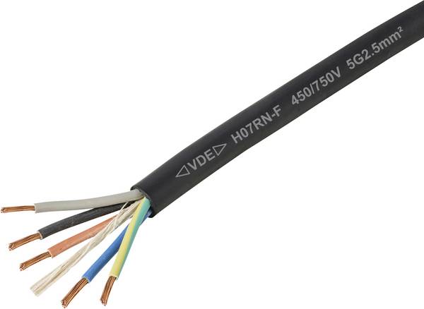 TRU COMPONENTS TC-11594952 Rubberkabel H07RN-F 5 x 2.5 mm² Zwart per meter