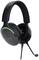 Zwart gaming-headset met microfoon en groen LED-licht op de oorschelpen. Geschikt voor communicatie tijdens het gamen.