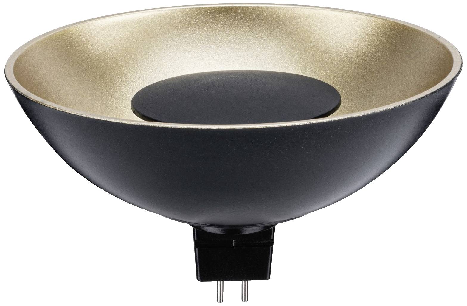 Zwarte halfbollampen met gouden binnenkant en tweepoolige stekker. Ideaal voor sfeerverlichting.