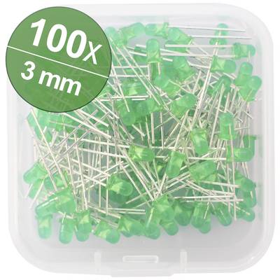 Plastic doos met 100 groene 3 mm LED's.