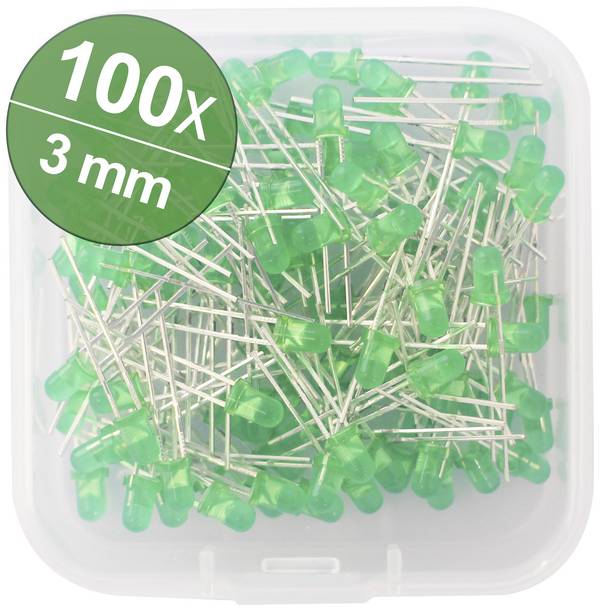 Quadrios  LED-assortiment  Groen Rond 3 mm 100 mcd 30 ° 20 mA 2.0 V Box