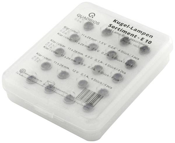 Quadrios 1802O018 Displaylampje 1.5 V, 2.5 V, 4.5 V, 4.8 V, 12 V Fitting E10 20 onderdelen
