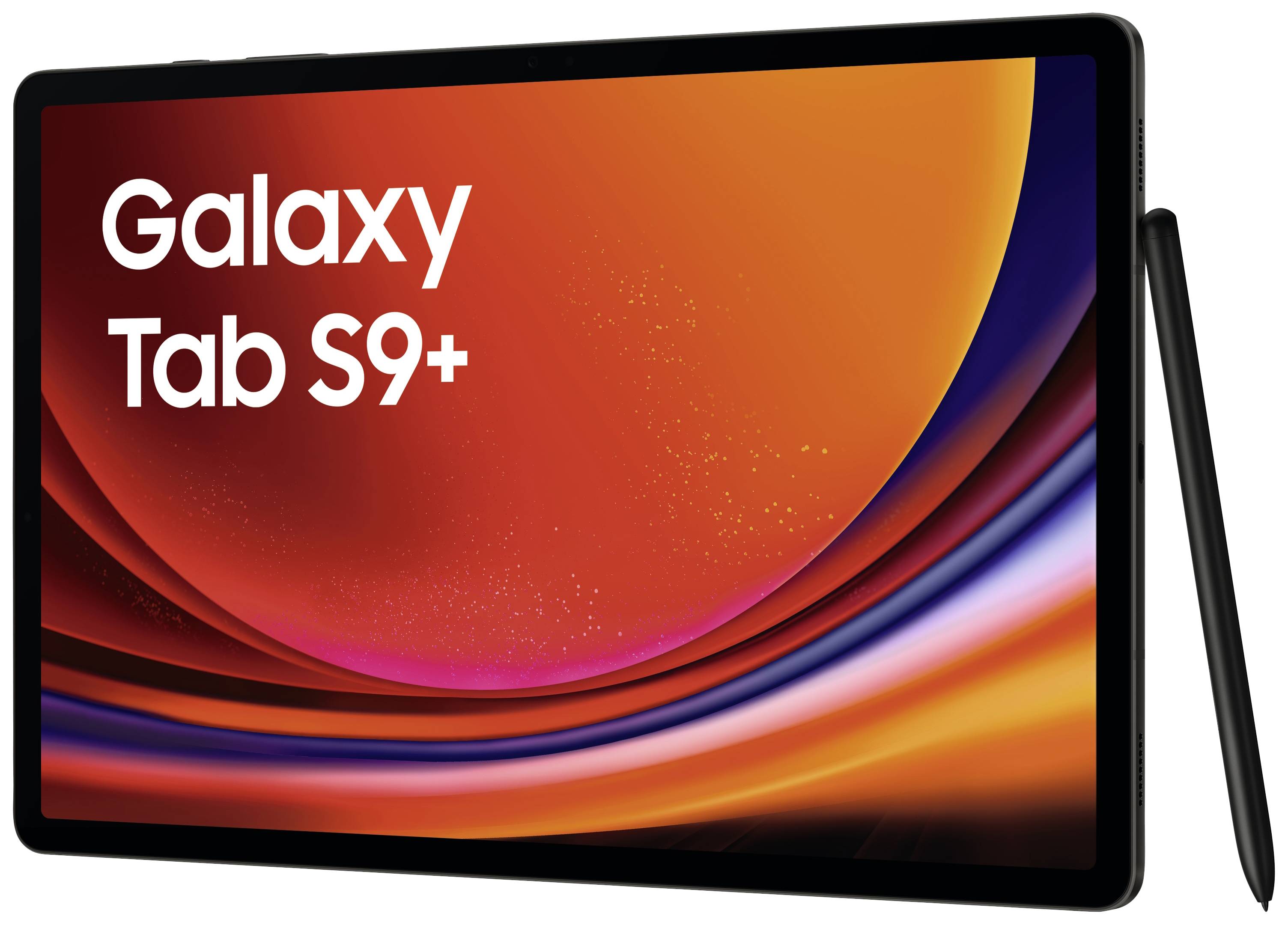 Tablet 'Galaxy Tab S9+' met een levendig, dynamisch schermachtergrond en een aangesloten stylus.