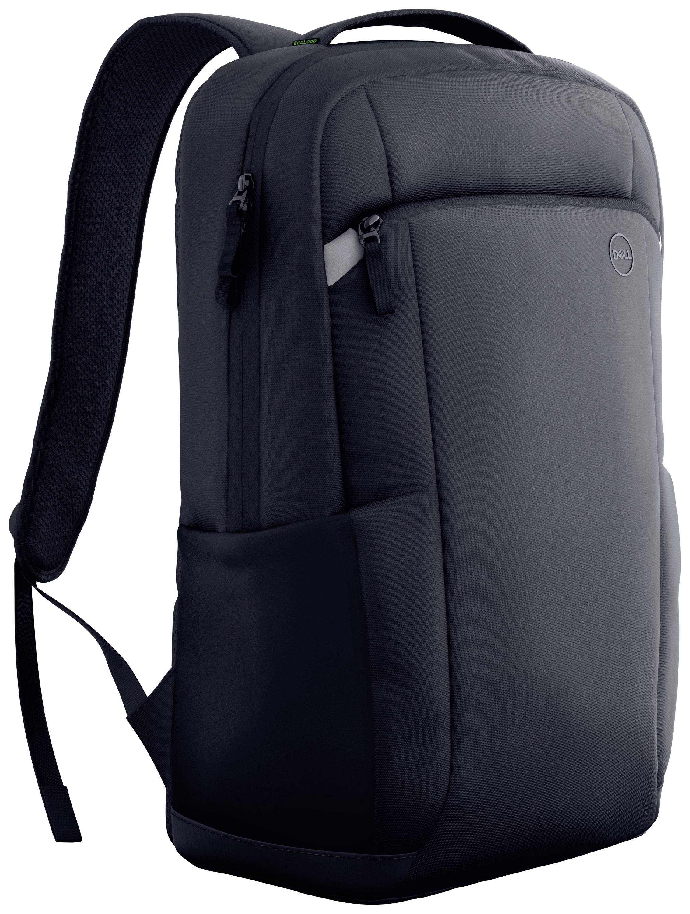 Zwarte laptoptas met gewatteerde schouderbanden, zijvakken en ritsen. Geschikt voor werk of reizen.