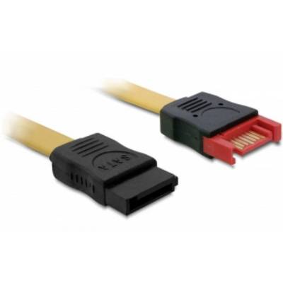 'SATA-kabel met zwarte en rode aansluiting, voor het verbinden van computercomponenten, tegen een witte achtergrond.'