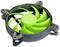 Grijze computerventilator met groene rotorbladen, geschikt voor de koeling van elektronische apparaten.
