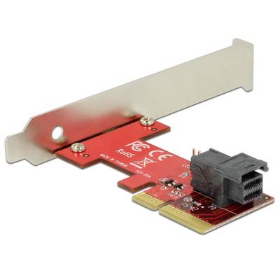 Een rode PCIe-netwerkkaart met Ethernet-aansluiting en metalen bevestigingsplaat; geschikt voor het uitbreiden van computers voor netwerkverbindingen.