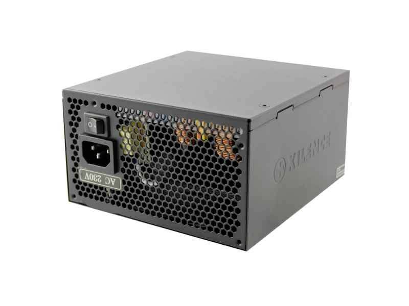 Zwart pc-voedingsblok met ventilatierooster en aan/uit-schakelaar.